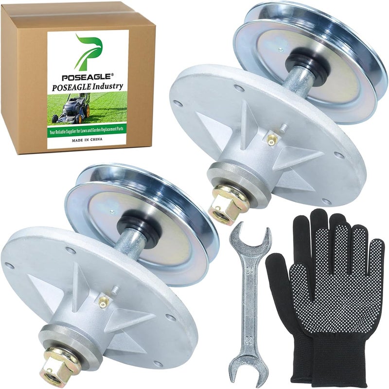POSEAGLE 2 Pack Pre-Greased 1001046 Spindle Assembly with 92851MA Spindle Pulley Replaces Murray 492574ma Spindle Assembly, 092574, 94129MA, 092851MA for Murray 40 Inch Cut Lawn Tractors - Image 1